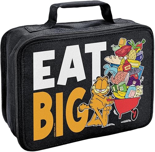 LOGOVISION Garfield When I Eat - Lonchera aislada de lados suaves, bolsa de almuerzo reutilizable para trabajo de oficina escolar, sin BPA, 10 x 8