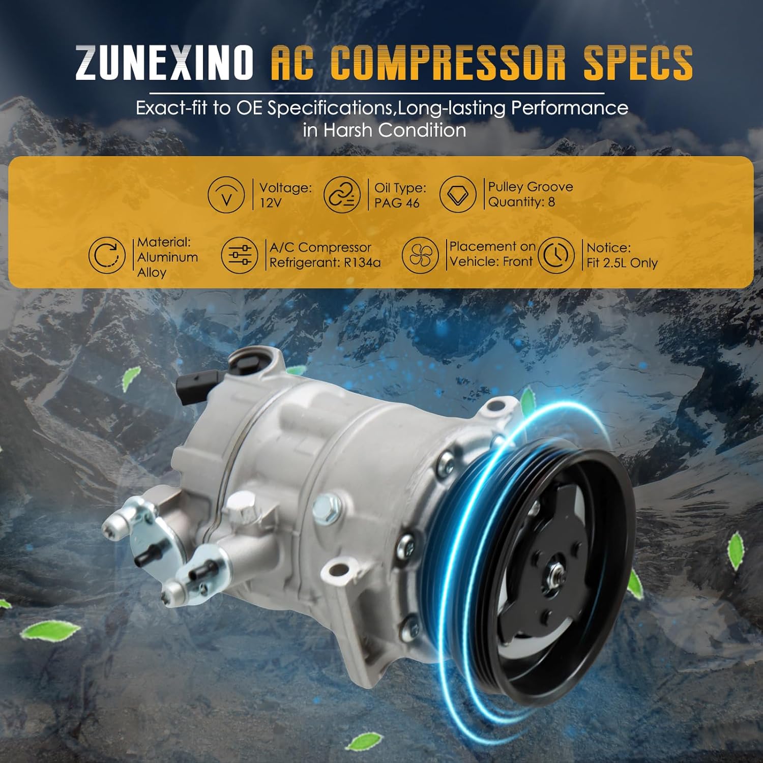 A/C Compressor Air Conditioning Compressor Compatible with Volkswagen Golf Jetta Passat R32 Rabbit 2005-2014 2.5L, Replace Part No. IG567 ​IC77613 97567 CO 4574JC