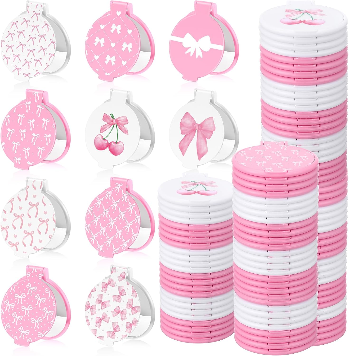 Namalu 100 Pcs Last Toast on The Coast Mirrors Blue Bow Party Favors Something Blue Compact Mirror Bulk 2.8‘' Quinceañera Gift for Women Summer Makeup Purse Pocket Baby Shower Bachelorette Decoration