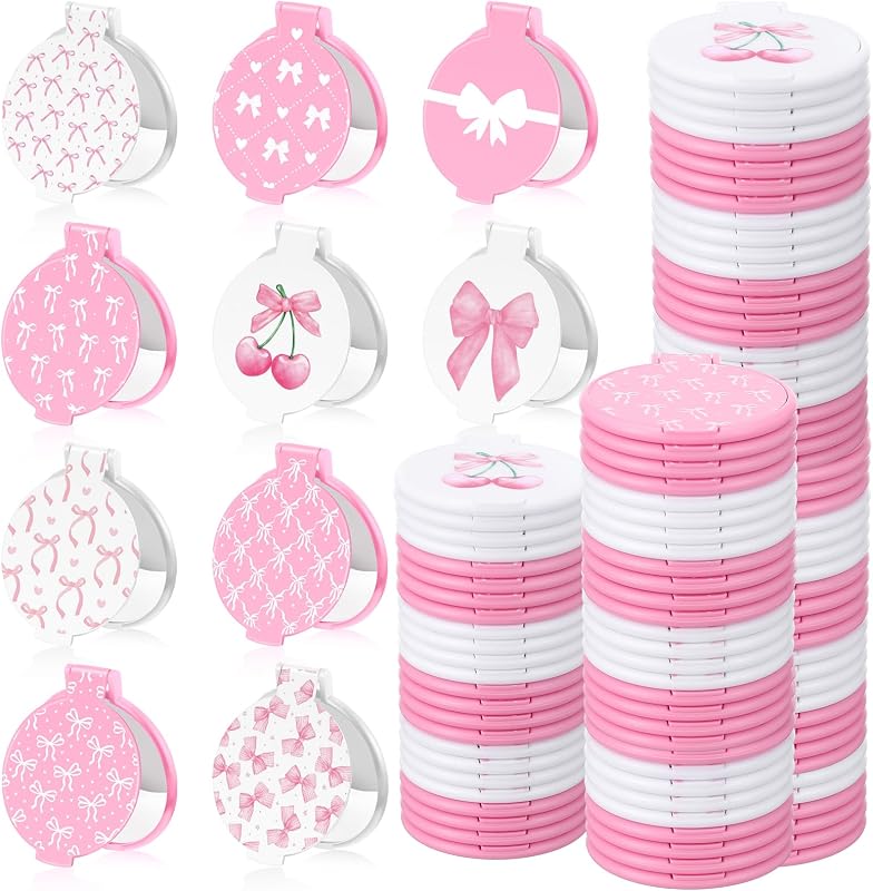 Namalu Espelhos compactos portáteis rosa com laço, 100 unidades
