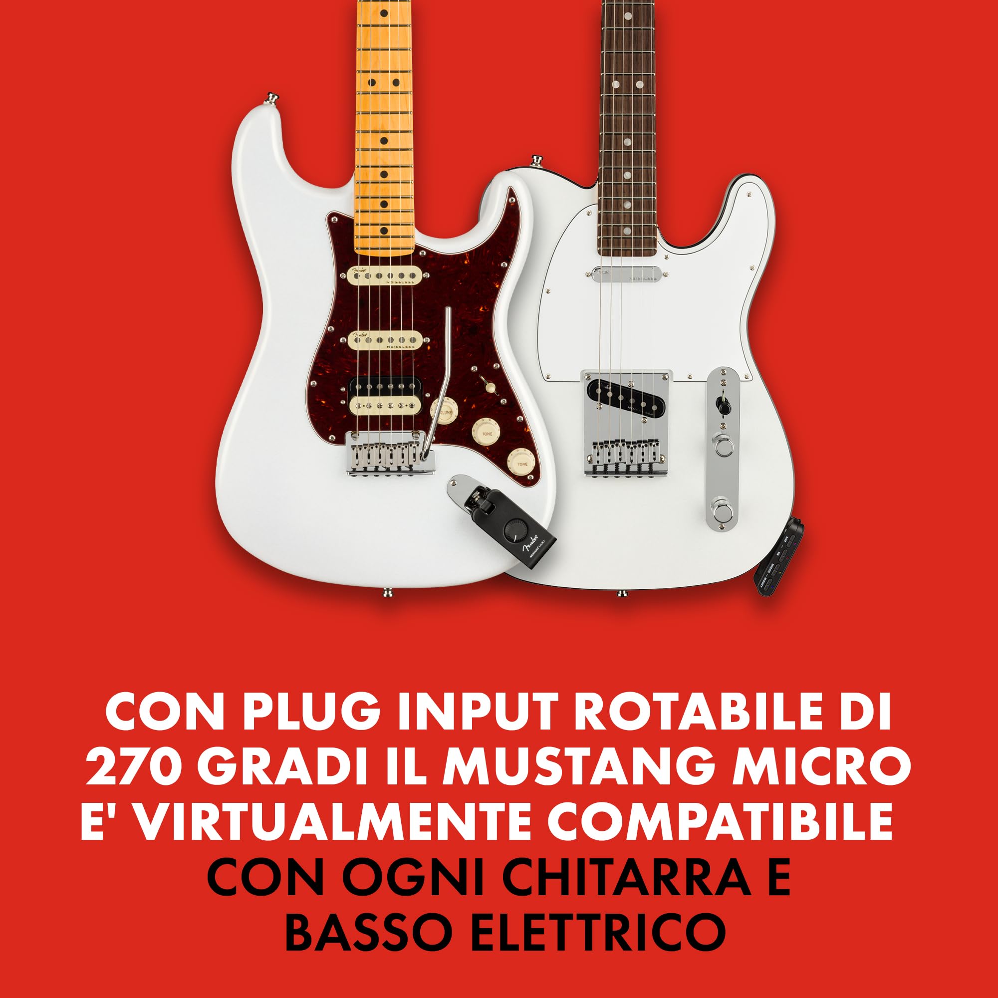 Fender Mustang Micro Amplificatore per Chitarra, All-In-One per Cuffie con 12 Modelli, 12 Effetti, Bluetooth, EQ