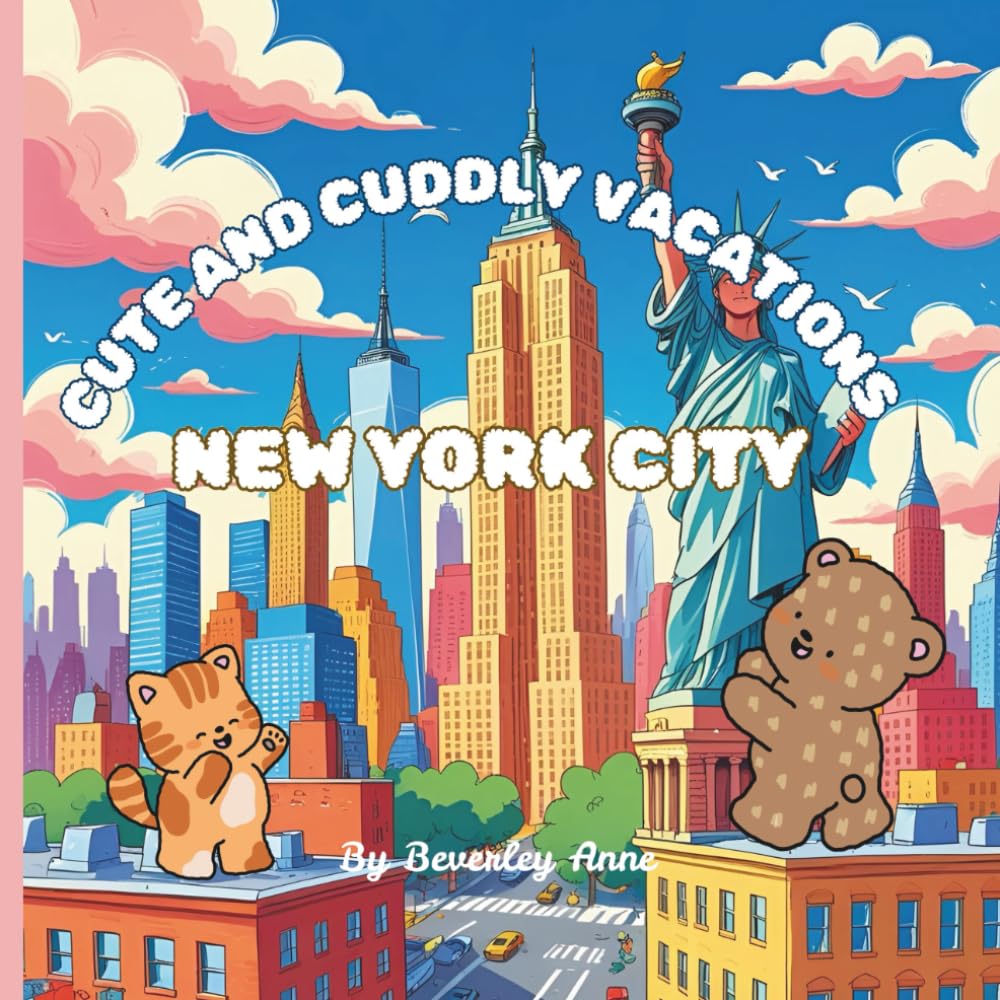 Cute and cuddly vacations are going to New York City: Educational and fun colouring pages of our cute adventurers exploring the world