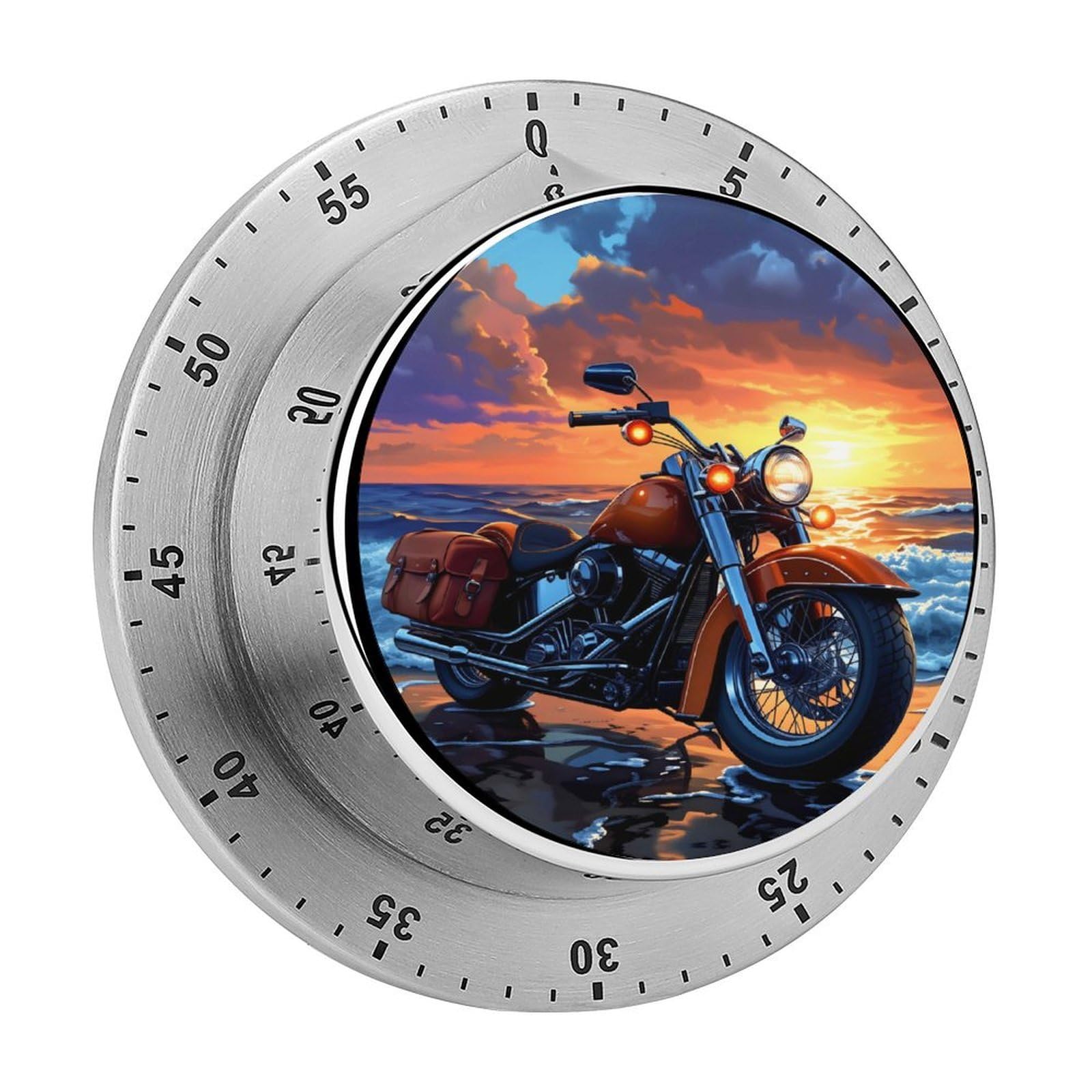 Sunset Beach Motorcycles 60 Minute Wind Up Timer,Visual Mechanical Magnetic Timer with Loud Alarm for Kitchen