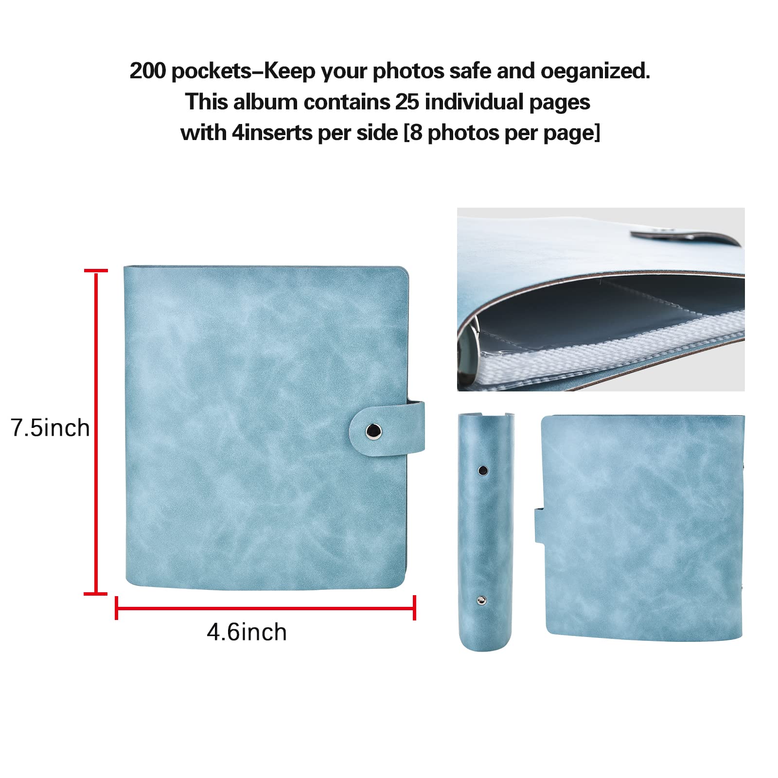 Album Fotografico Per Fujifilm Mini - 200 Tasche In Pelle PU Per Foto Istantanee - Foto 8