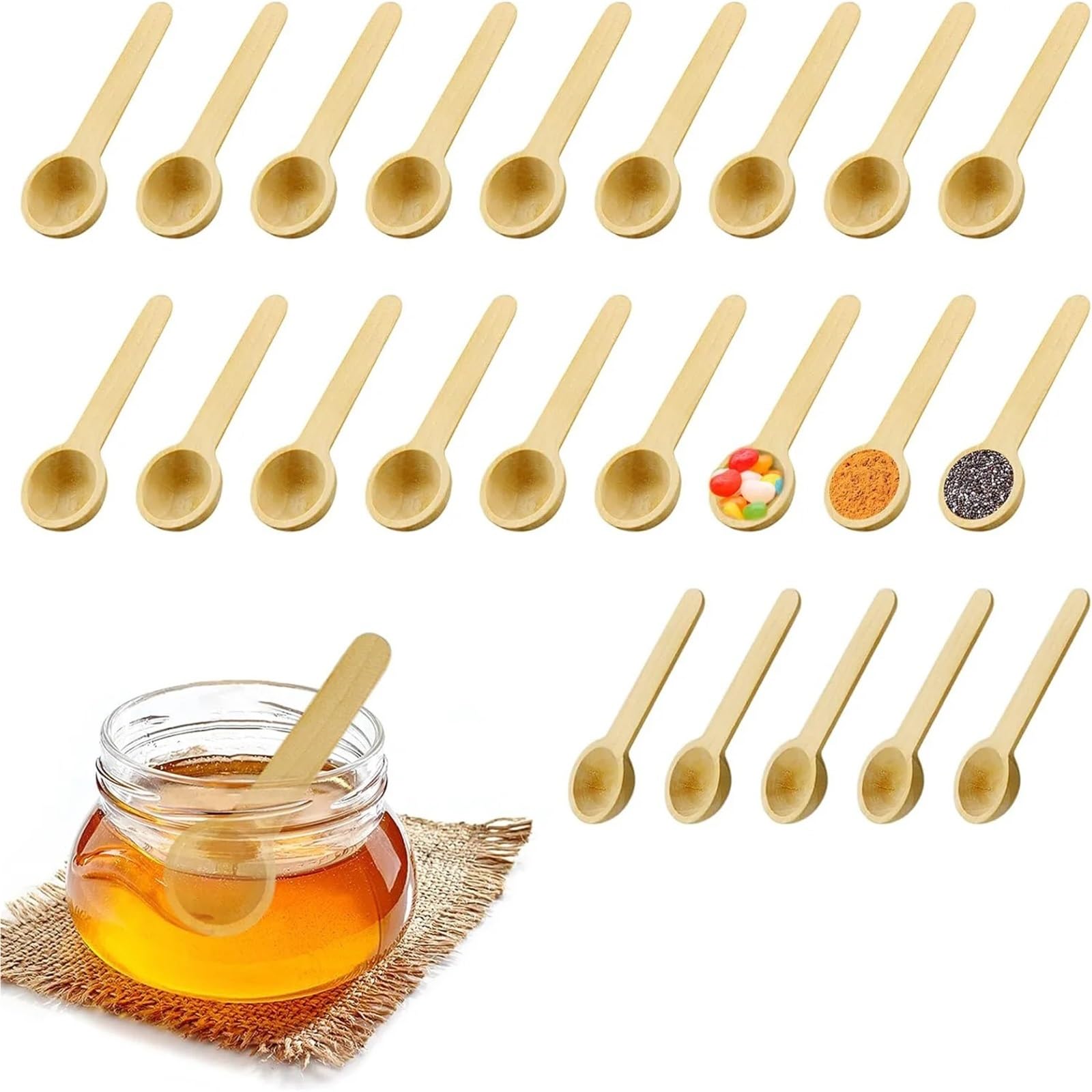 Lot de 120 mini cuillères en bois 40/80/120 mini cuillères en bois pour la maison, la cuisine, la cuisine, le sel, l'assaisonnement, le miel, le café
