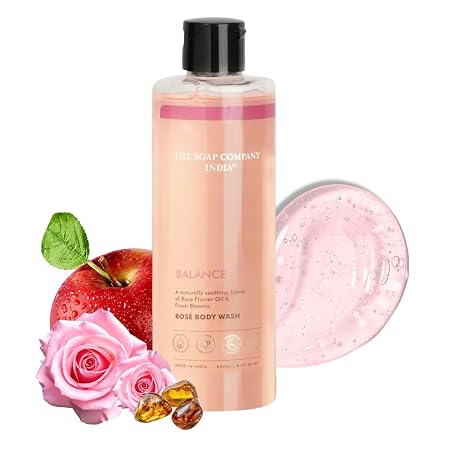 Rose Balance Body Wash 250ml | Body Wash for Dull Uneven Skin | Real Rose Extract Brightening | Natural Glow Shower Gel | SulphateFree ParabenFree|The Soap Company India