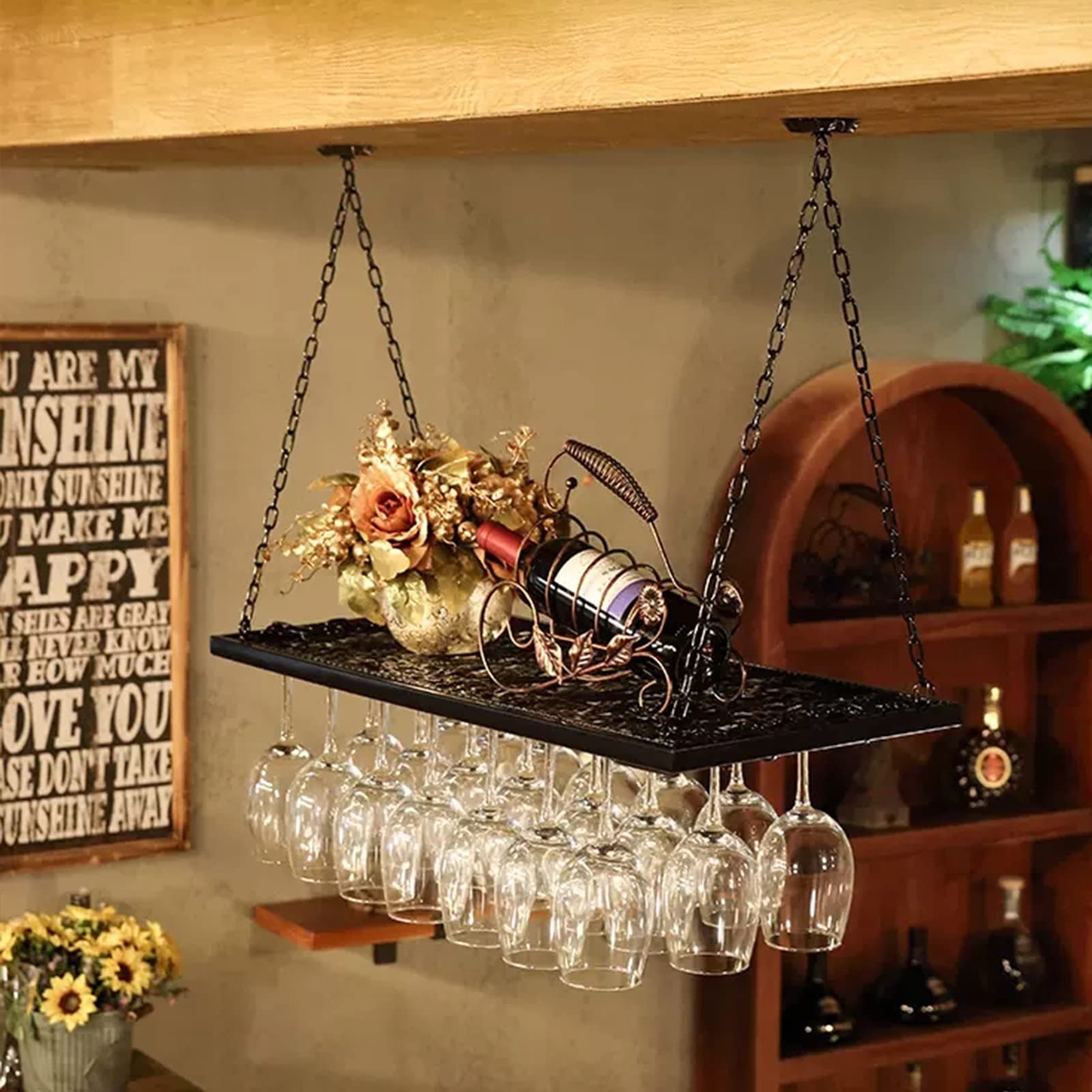 Étagères de rangement pour ustensiles de cuisine et bouteilles de vin