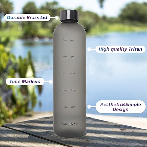 Miniatura 10 de ZAKVOP Botellas de agua de 32 onzas con tiempos para beber con correa botella de agua motivacional con marcador de tiempo botella de agua