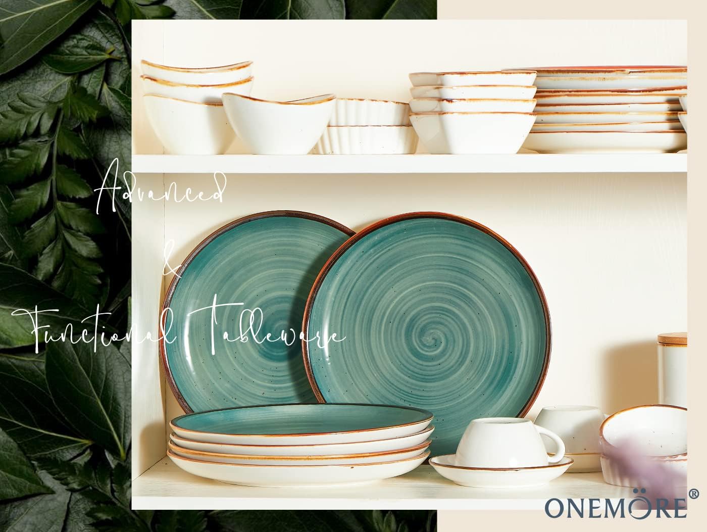 ONEMORE Ceramic Dinner Plates Set of 6, 10.5 Inch Porcelain Salad Dessert Round Plates, Microwave, Oven and Dishwasher Safe, Kitchen Plates, Serving Dishes plates for daily, Party, Restaurant. Teal - Image 6