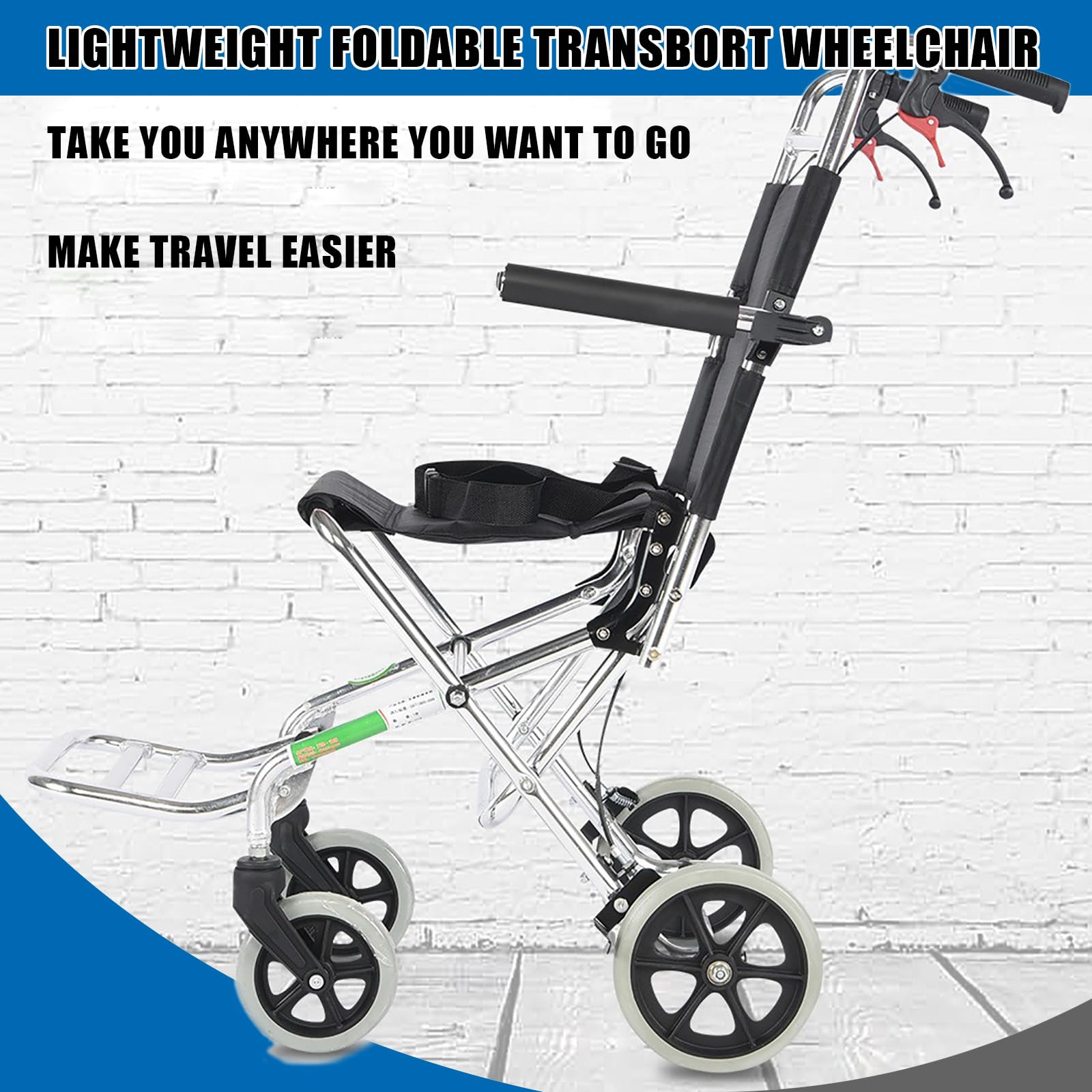 Sillas de Ruedas de Aluminio Duradero y Ligero con Reposabrazos Reversibles a Largo de Escritorio, Asiento Ancho y Cómodo, Capacidad de Peso de 220 LB,Basic Model