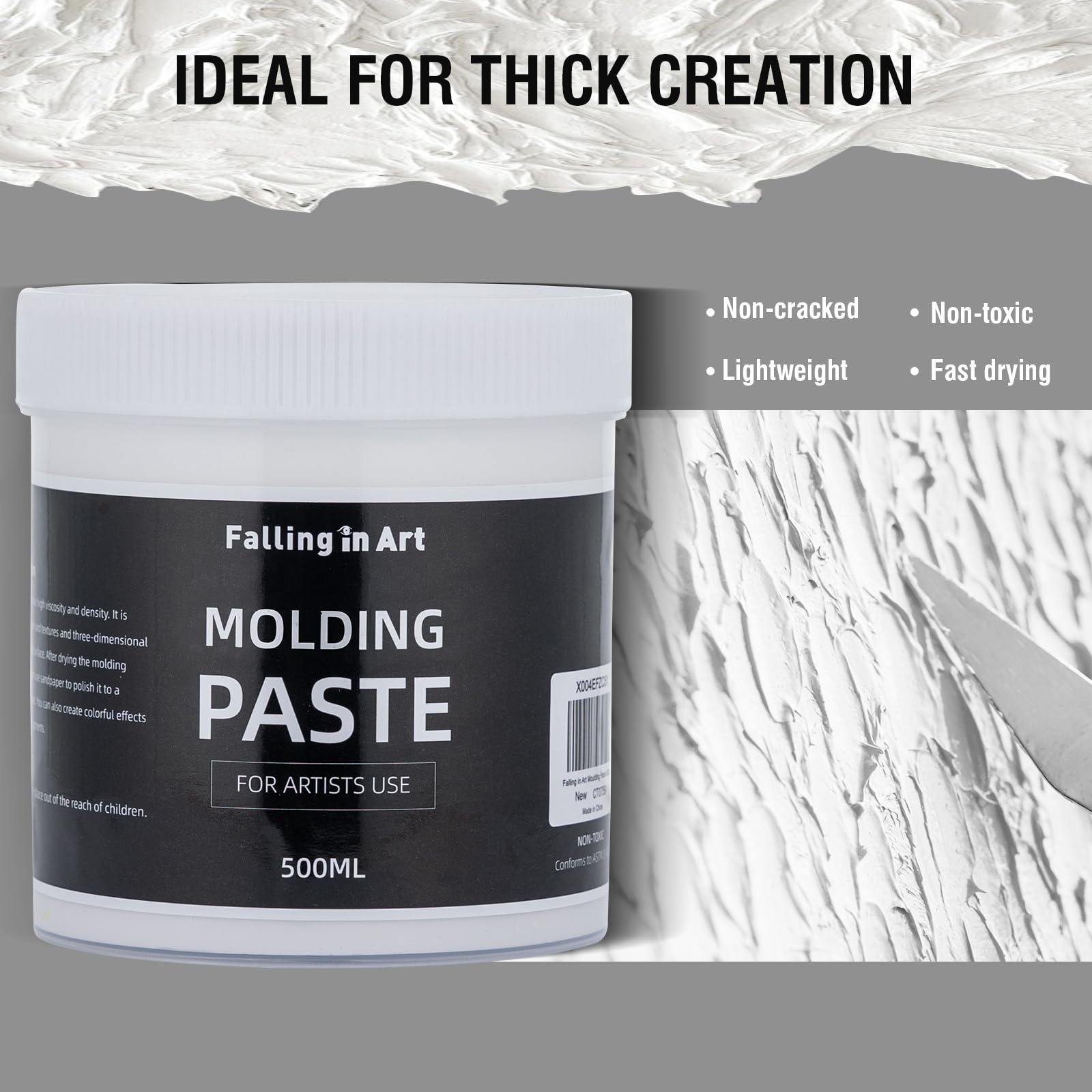 Falling in Art Modeling Paste for Acrylic Painting, 16.9Oz Acrylic Textured Paste, Lightweight Moddeling Paste for Textured Art - Image 6