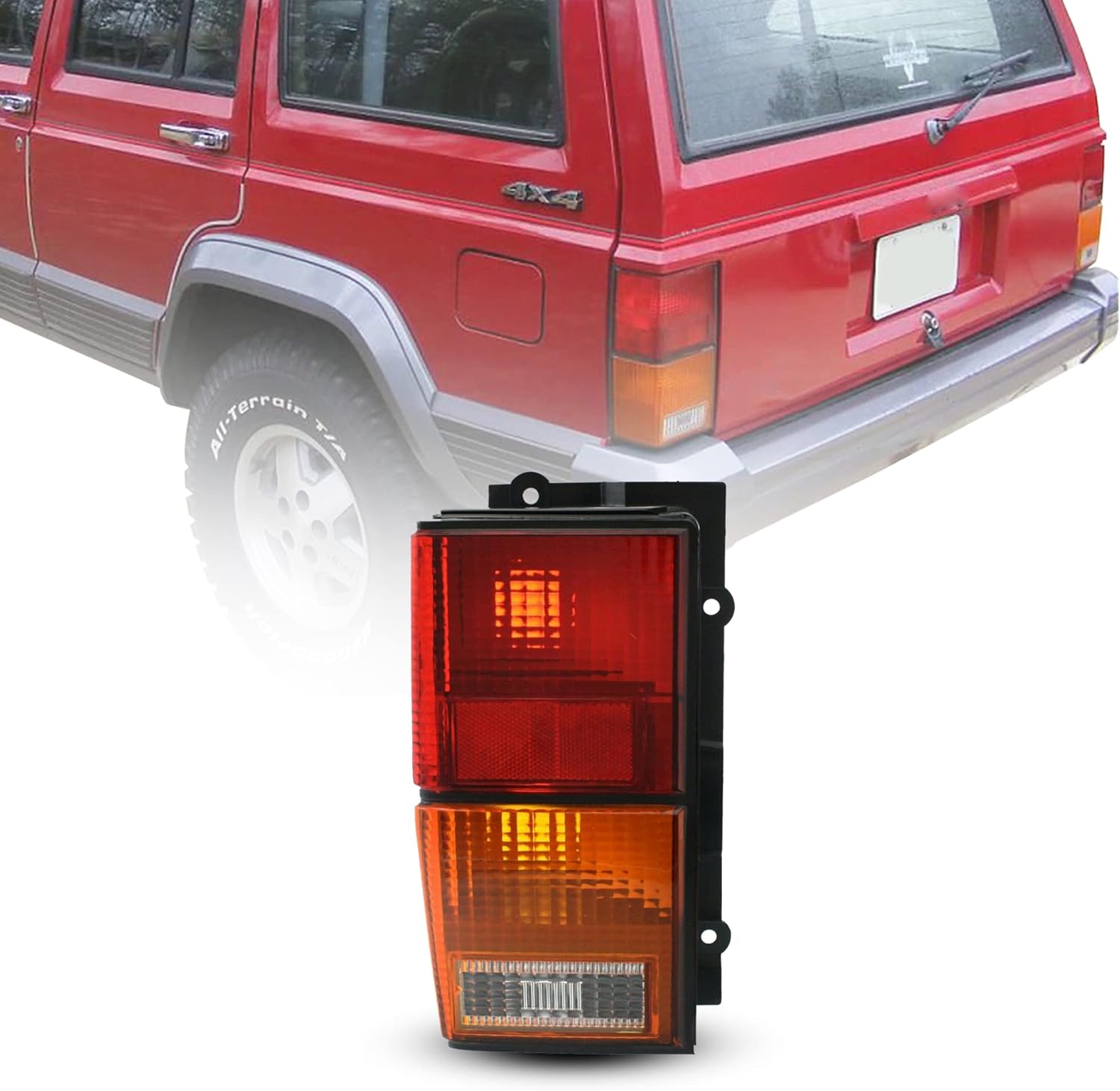 Tail Light Assembly For 1984-1996 Jeep Cherokee - Fits Driver Side - With Lens and Housing - Tail Light For Jeep Cherokee Base Chief Country Laredo Limited Pioneer SE Sport