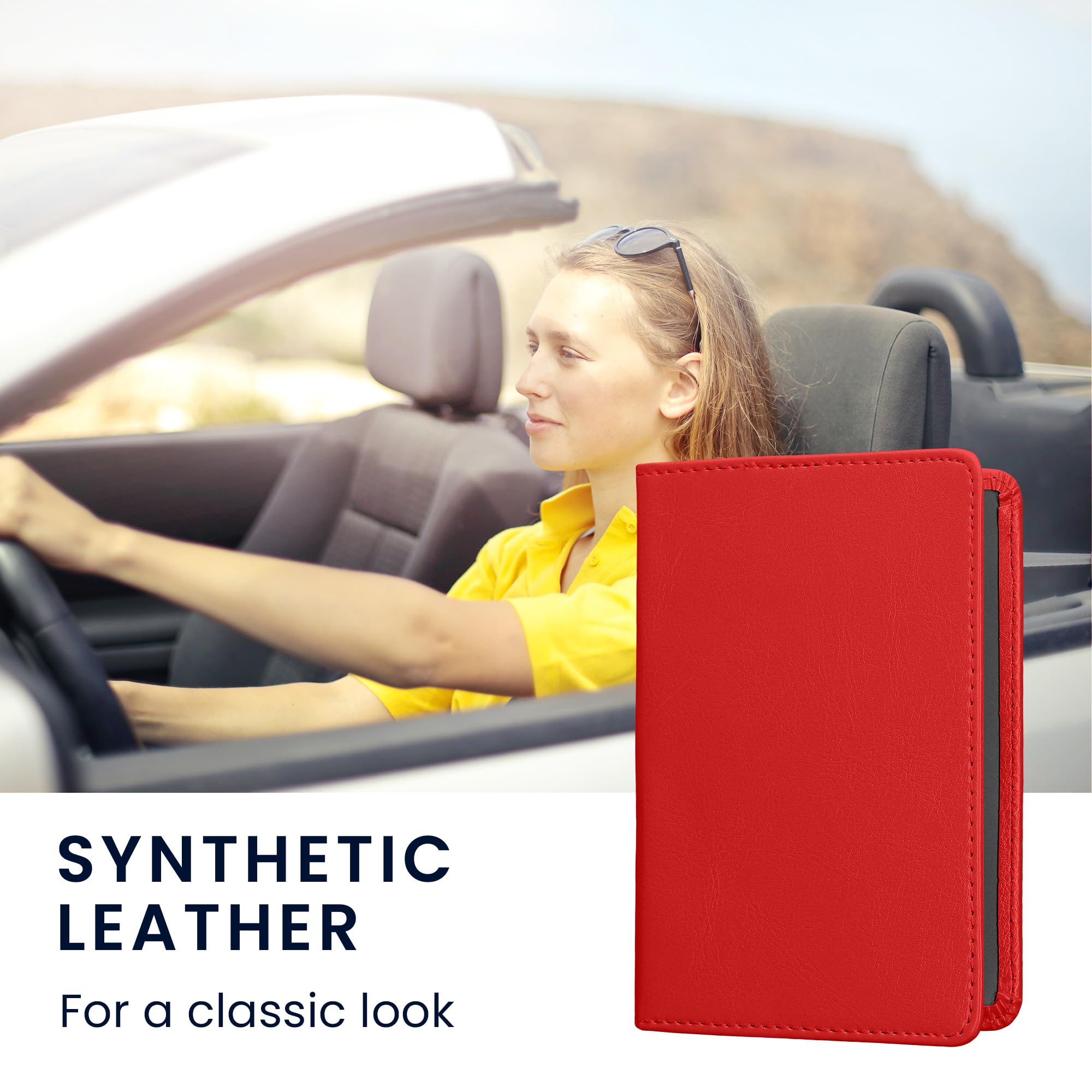 kwmobile Funda para permiso de circulación coche de cuero sintético - Con espacio para tarjetas 9.2 x 13 CM doblado