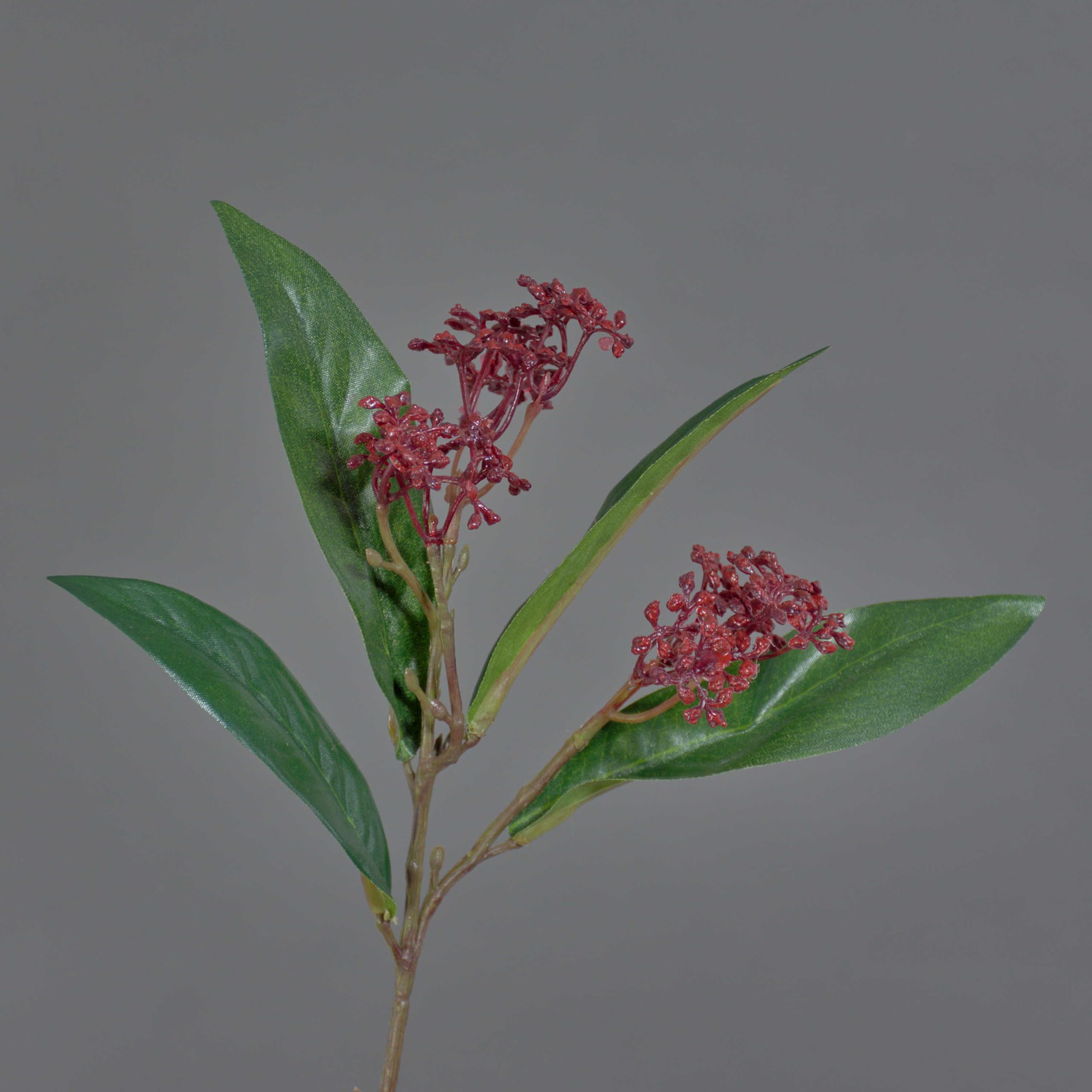 artplants.de Fake Skimmia spray EBONY, with flowers, red, 14"/35cm - Artificial twig/False skimmia branch