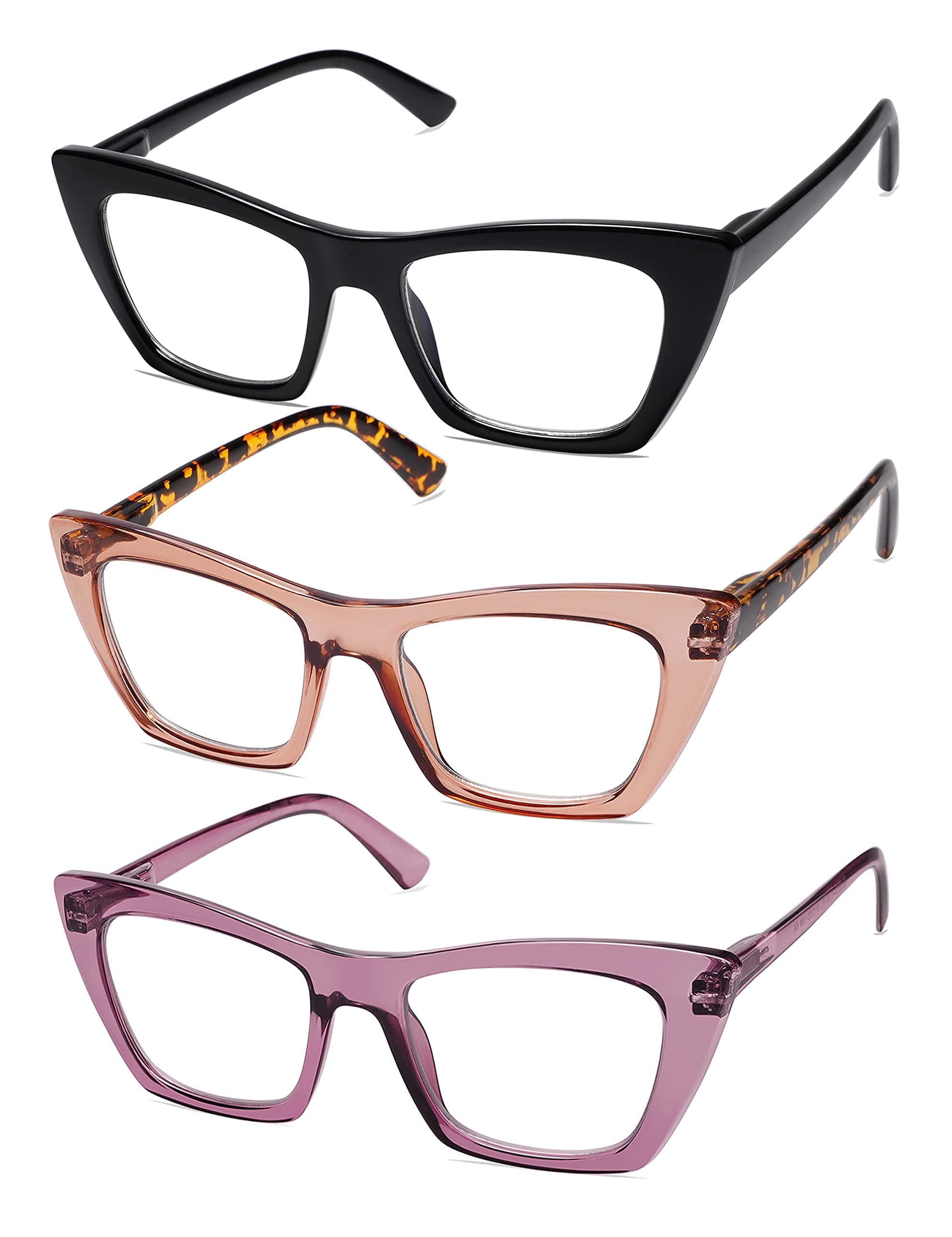 2 pezzi occhiali da lettura oversize donna occhio di gatto alla moda grande luce quadrata blu lettore computer AM6028