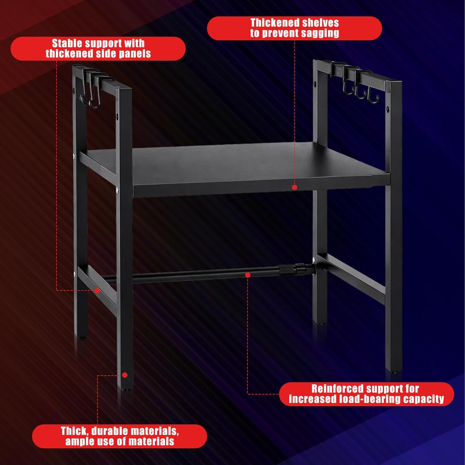 3D Printer Filaments Storage Stand for Desktop 2 Tier 3D Printer Storage Table with Adjustable Length and Height Heavy Duty Desk Filaments Organizer Stack for Setup Workshop Office