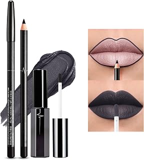 Erinde Grey Lip Liner Lipstick - Makeup Set, Long-Lasting Non-Stick Cup Velvet Lipstick Matte Kit, Light Black Lip Gloss, Not Fade Waterproof Lip liner for Daily Makeup and Holiday Gifts #33