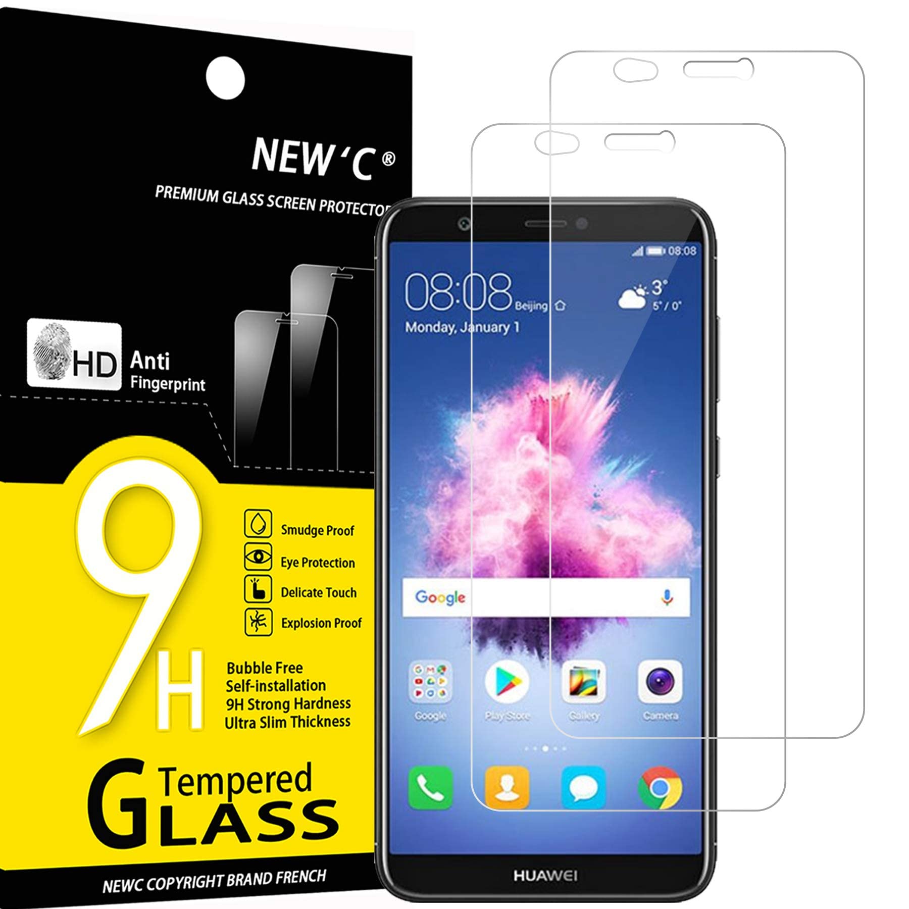 NALIA Vetro Temperato compatibile con Huawei P smart 2019, 9H Chiaro Pellicola Protettiva Schermo Display Copertura, Clear Smart-Phone Tempered-Glass Telefono Protezione Screen-Protector - Trasparente
