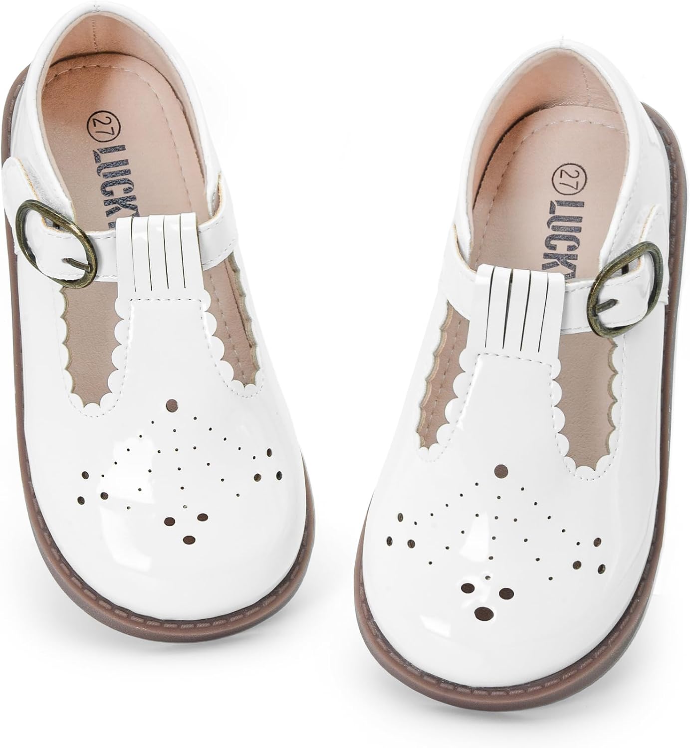 LUCKYLI Wide Toe Box Toddler Mary Jane Dress Shoes Girl Ballet Flats