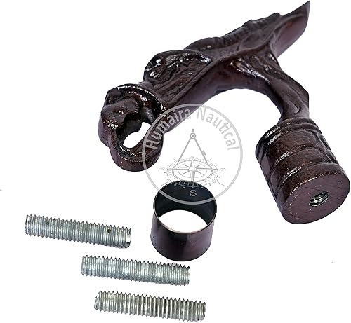 Miniatura 2 de Humaira Nautical Bastón de latón náutico antiguo estilo antiguo para caminar, mango de madera tallado a mano, mango de dragón, mango de madera y