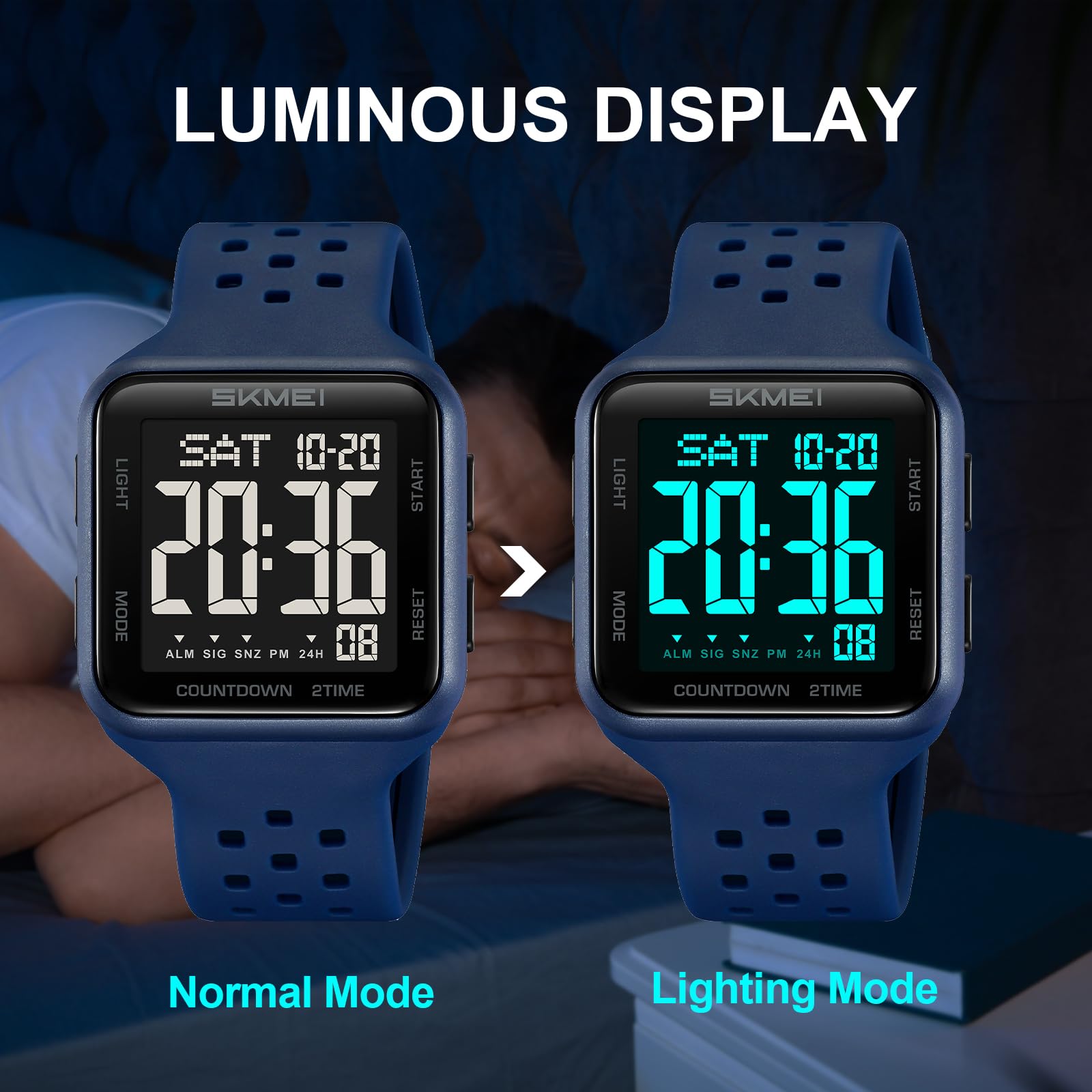 SKMEI Men's Sports Digital Watches Military Multifunction Watches for Women with Waterproof Alarm Dual Time Zones Stopwatch