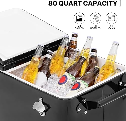 Miniatura 4 de MADOG Modern Cooler with Wheels and Handle Outdoor Coolers for Patio and Deck Entertaining Rolling Cooler Large Cooler with Wheels Ice Cooler with