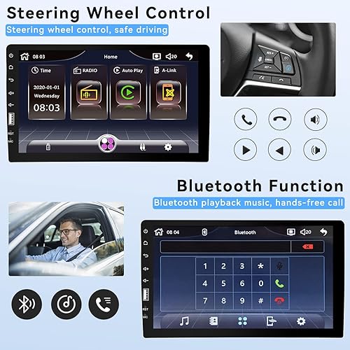 Miniatura 3 de UNITOPSCI Solo DIN Apple Carplay Control de voz estéreo para automóvil Android Auto de 9 pulgadas pantalla táctil HD Bluetooth FM AM radio de coche