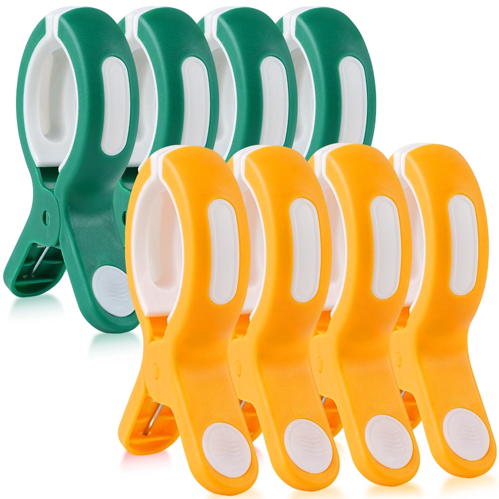 8 Pcs Beach Towel Clips for Beach Chairs, Towel Holder for Beach Chair Pool Chair on Cruise, Jumbo Size Heavy Duty Clothes Pins, Beach Chair Clips to Keep Your Towel from Blowing Away, 2 Colors