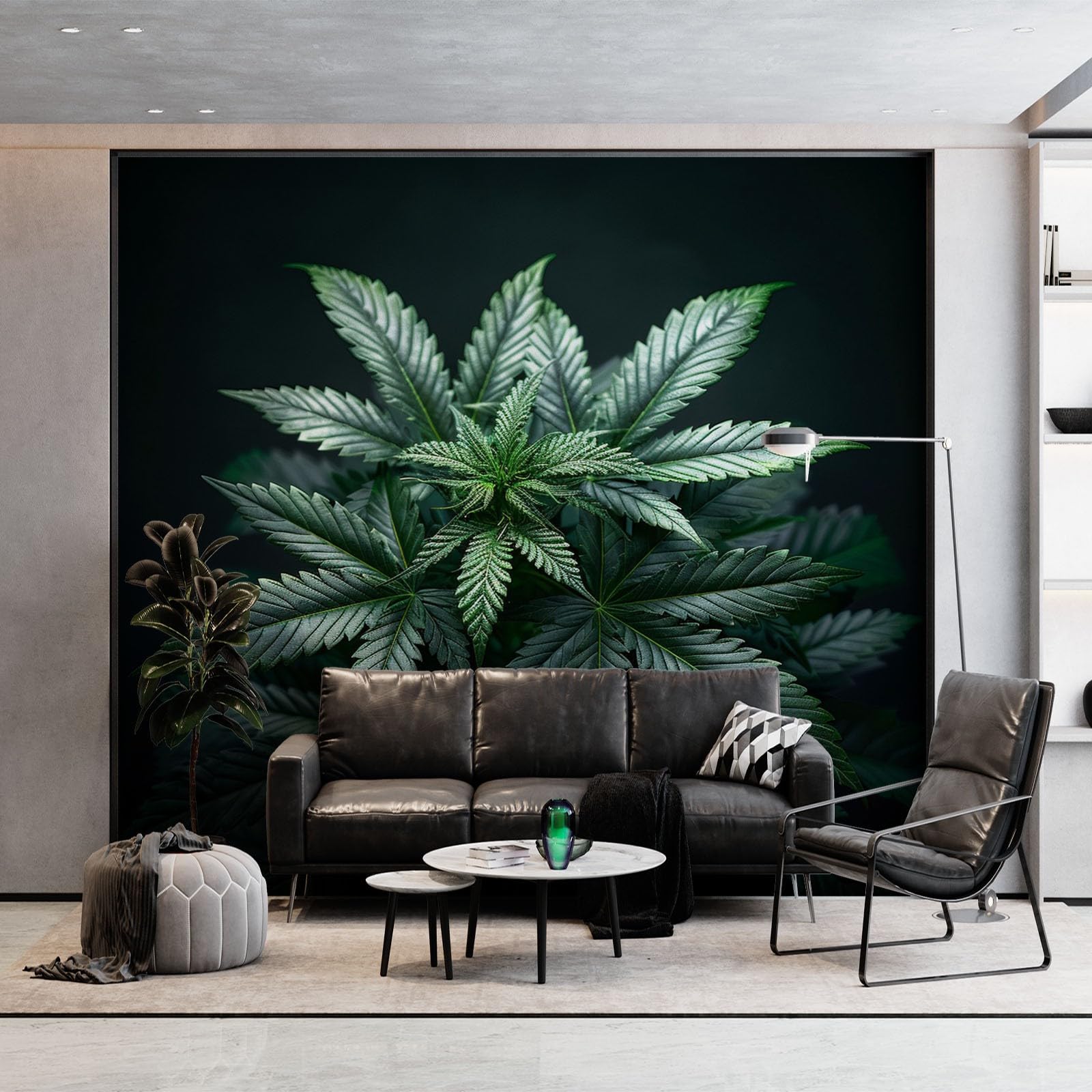 Peinture murale pour salon papier peint panoramique vert noir