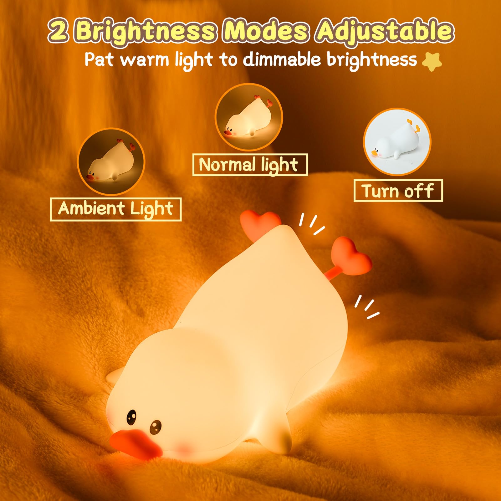 Tremdwoto Luce Notturna A Forma Di Papera Per Bambini – Lampada LED Ricaricabile 7 Colori, Silicone Morbidissimo, Timer 1/2 Ore, Regalo Neonato