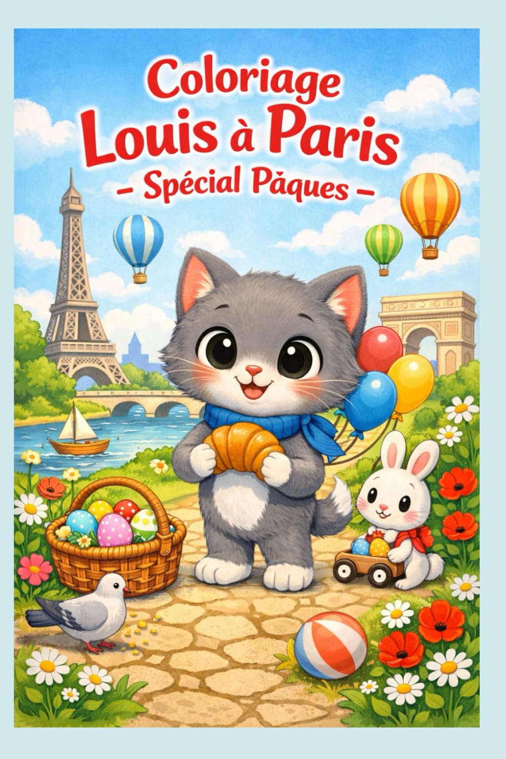 Livre de Coloriage enfant 2-7 ans Louis à Paris: Spécial Pâques