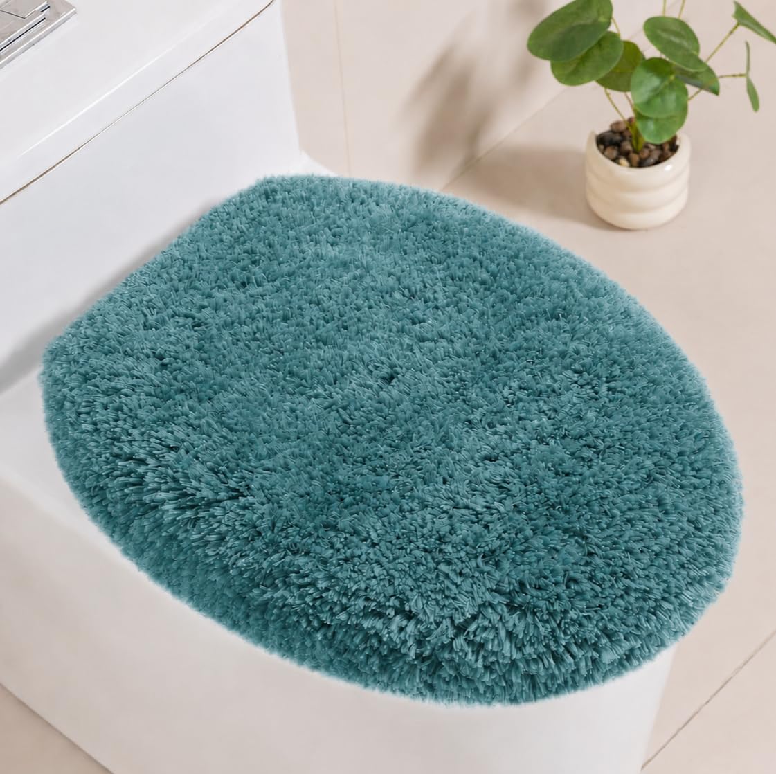 Microfiber Elongated Toilet Seat Cover, 19.5"x15" Machine Washable