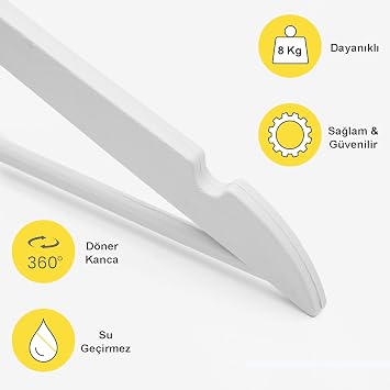 Arch 24 Pieces White Wood Look Plastic Hanger Clothing Shirt Strap Gold Hook