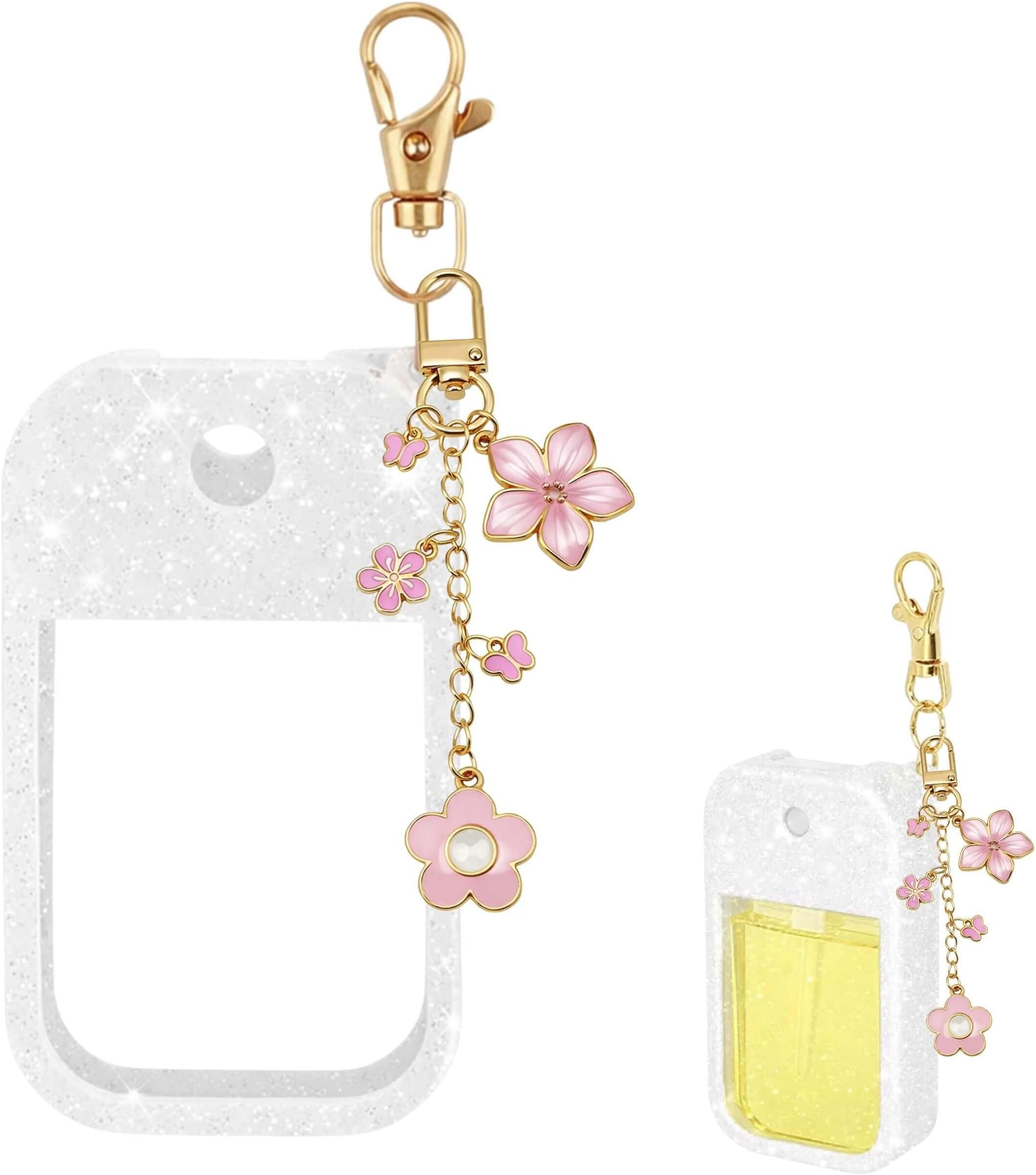 Glitter Hand Sanitizer Spray Case for Touchland with Keychain