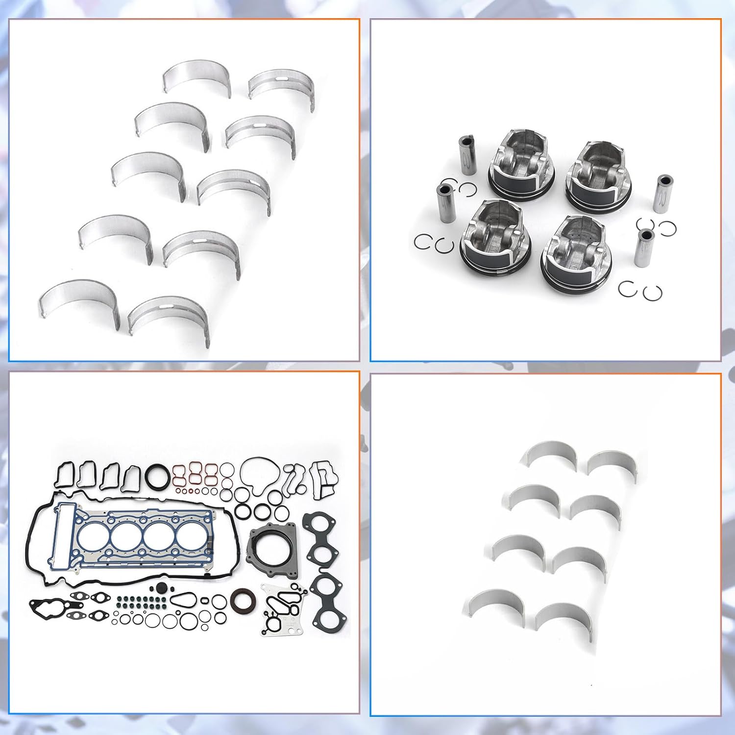 M271 Engine Cylinder Head Gaskets w/Pistons Rings Φ82mm Fits for Mercedes M271 W204 W212 C200 C250 E200 E250 SLK200 SLK250 1.8L Turbo OE 2710305017 2710380110 2710330601 2710330602
