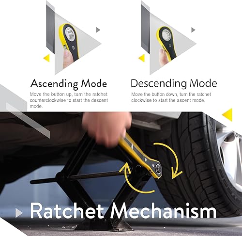 Miniatura 8 de Kit de gato de automóvil  Gato de tijera para automóvil de 1.5 toneladas (3,300 libras) - Kit de herramientas de gato de neumáticos  Portátil, ideal