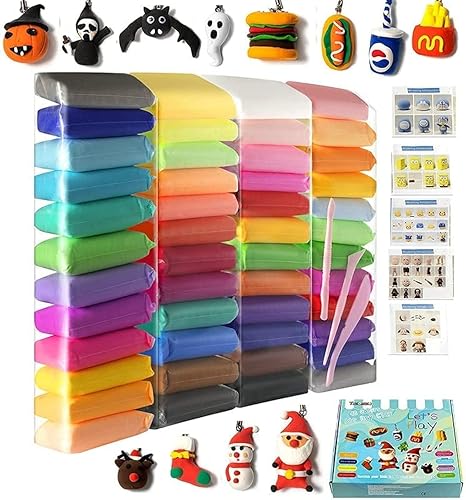 Eclet 24 Pcs Colours Colors Air Dry Clay. Super Light DIY Clay for Model Air Dry Clay Fun Toy, Creative Art DIY Crafts, Gift for Kids ((Clay Pack of 24 Pcs)