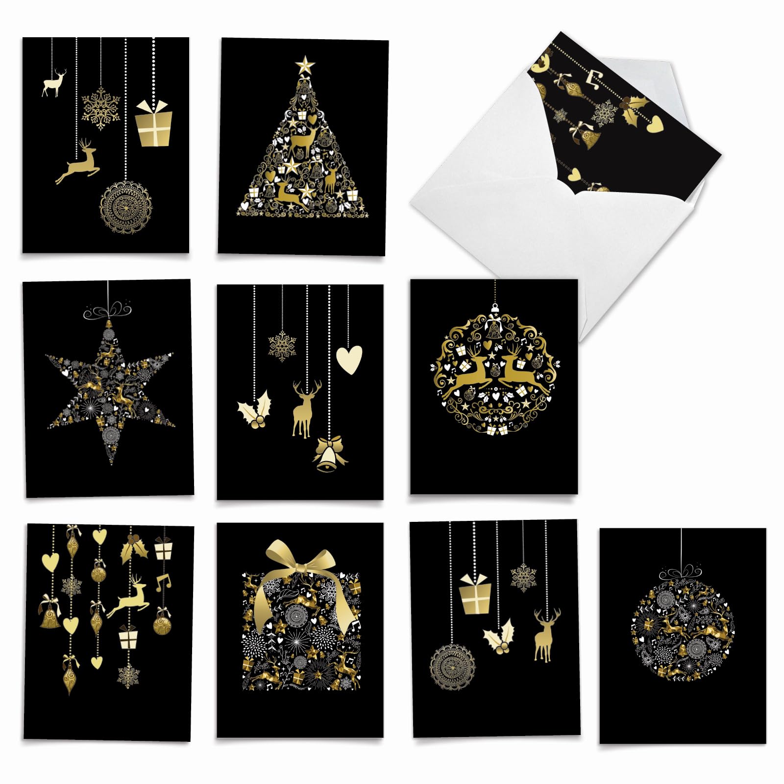 The Best Card Company Variety Pack of 10 Blank Christmas Greeting Cards with Envelopes (Not Gold Foil), Humor Holiday Assortment for Men and Women -