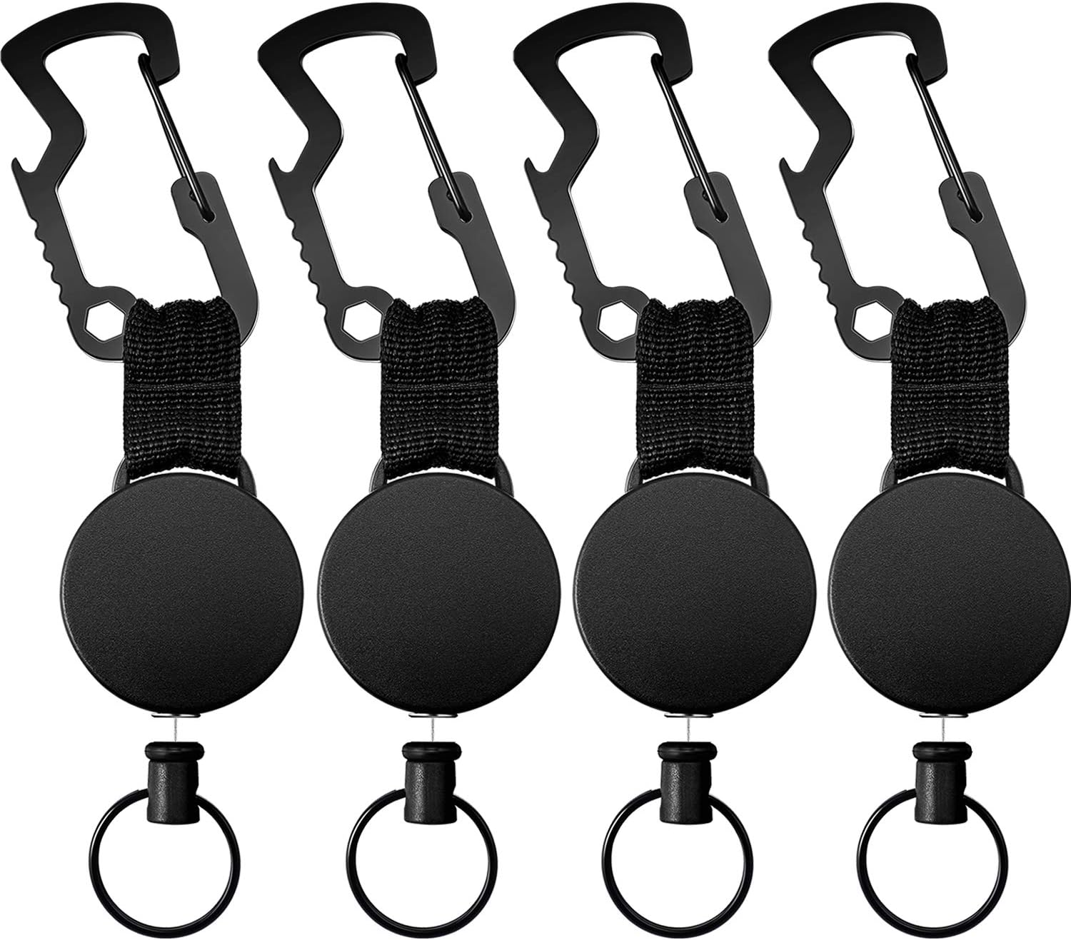 Retractable Key Chain Heavy Duty Self Retracting Badge Holder Reel with Belt Clip Key Chain Holder Steel Wire Cord (4)