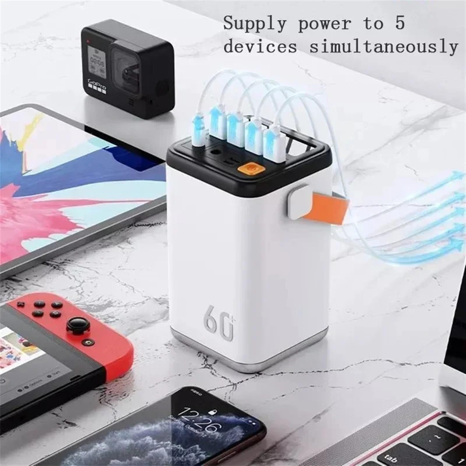 Overlength Endurance Outdoor Awaryjny Przenośny Zasilacz Mobilny Ładowarka Do Telefonu Komórkowego 60000 Mah Powerbank O Dużej Pojemności (Size : Black)