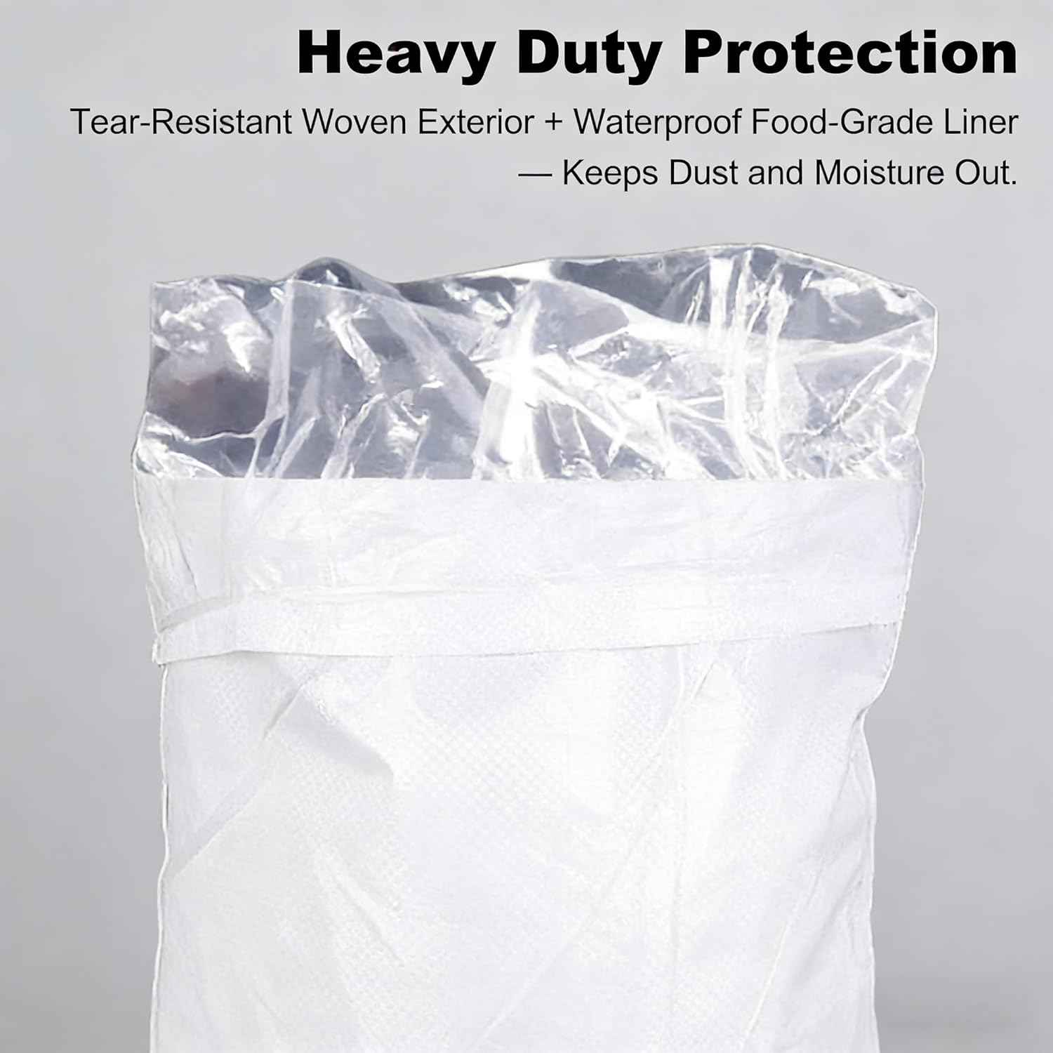 Heavy Duty Construction Trash Bags 42 Gallon Woven with Food-Grade Liner, Reusable Contractor Bags for Debris, Sand, Yard Waste, Moving & Storage - 12 Count (White)