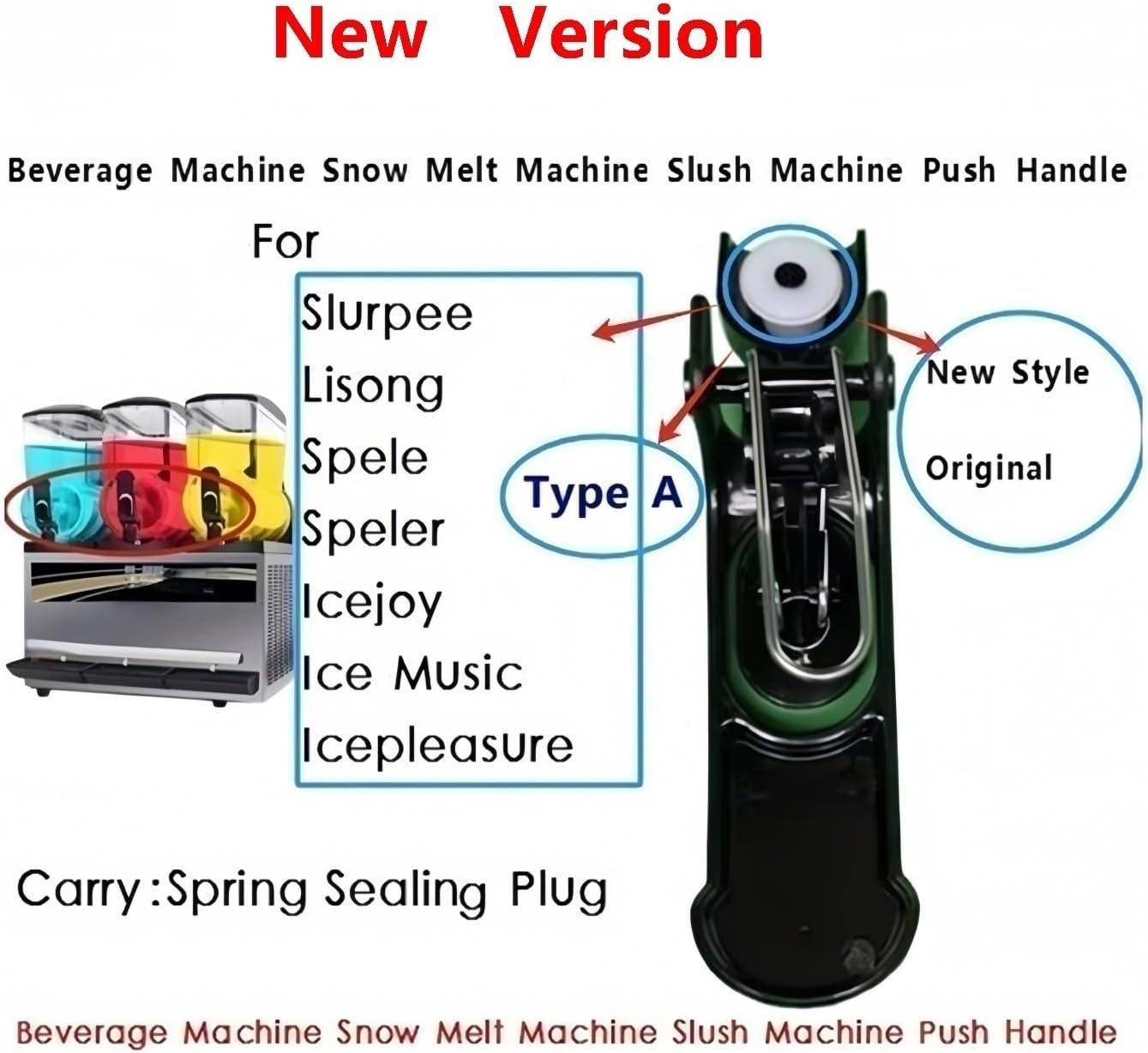 3pcs Frozen Drink Machine Handle | Compatible with Slurpee, BQL, Lisong, Spele, Speler, Icejoy, Ice Music, Icepleasure Universal Slush Machine Replacement Tap Handle New Version