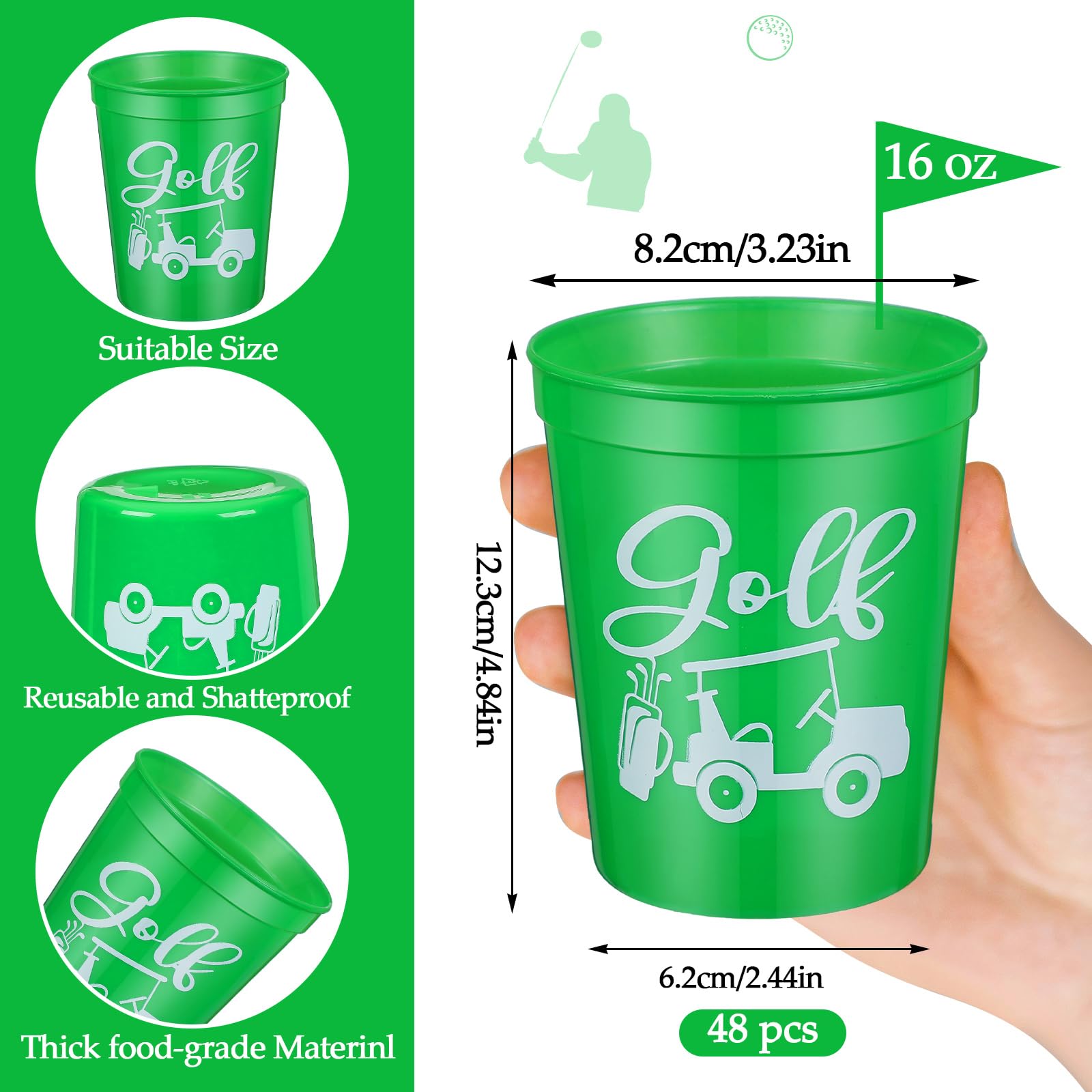 Norme Lot de 48 gobelets réutilisables en plastique de 473 ml