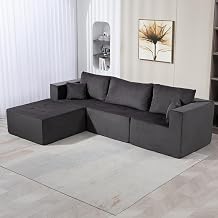 104" Modular Sectional Sofa with Deep Seat Cloud Couch, Modern L-Shaped Sofa with Chaise, High-Density Foam Sectional Couches, Big Comfy Couch Living Room Bedroom Sofa, Corduroy Dark Grey