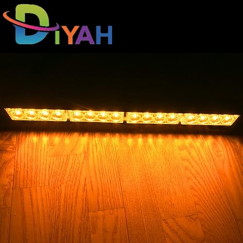 Miniatura 8 de DIYAH Barra de luz estroboscópica LED de 16 LED de 18 pulgadas con advertencia de emergencia para vehículos (azul)