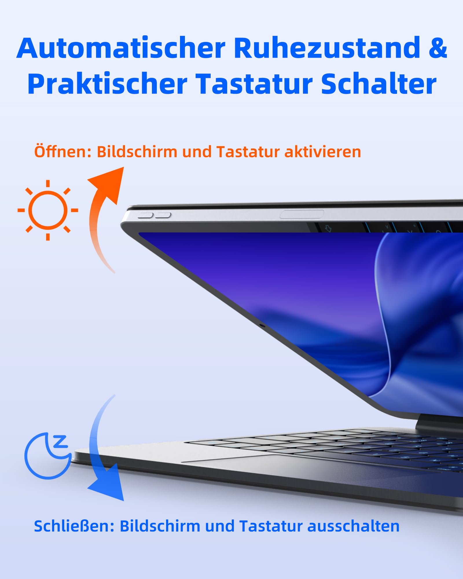 Bettdow für iPad Air 13 Zoll M4 2026/M3 2025/M2 2024/iPad Pro 12.9" 2018-2022 Tastatur Hülle, Leichte Aluminiumlegierung Schwebendes Magnetisches Design mit Trackpad, QWERTZ-Layout Tastatur, Schwarz