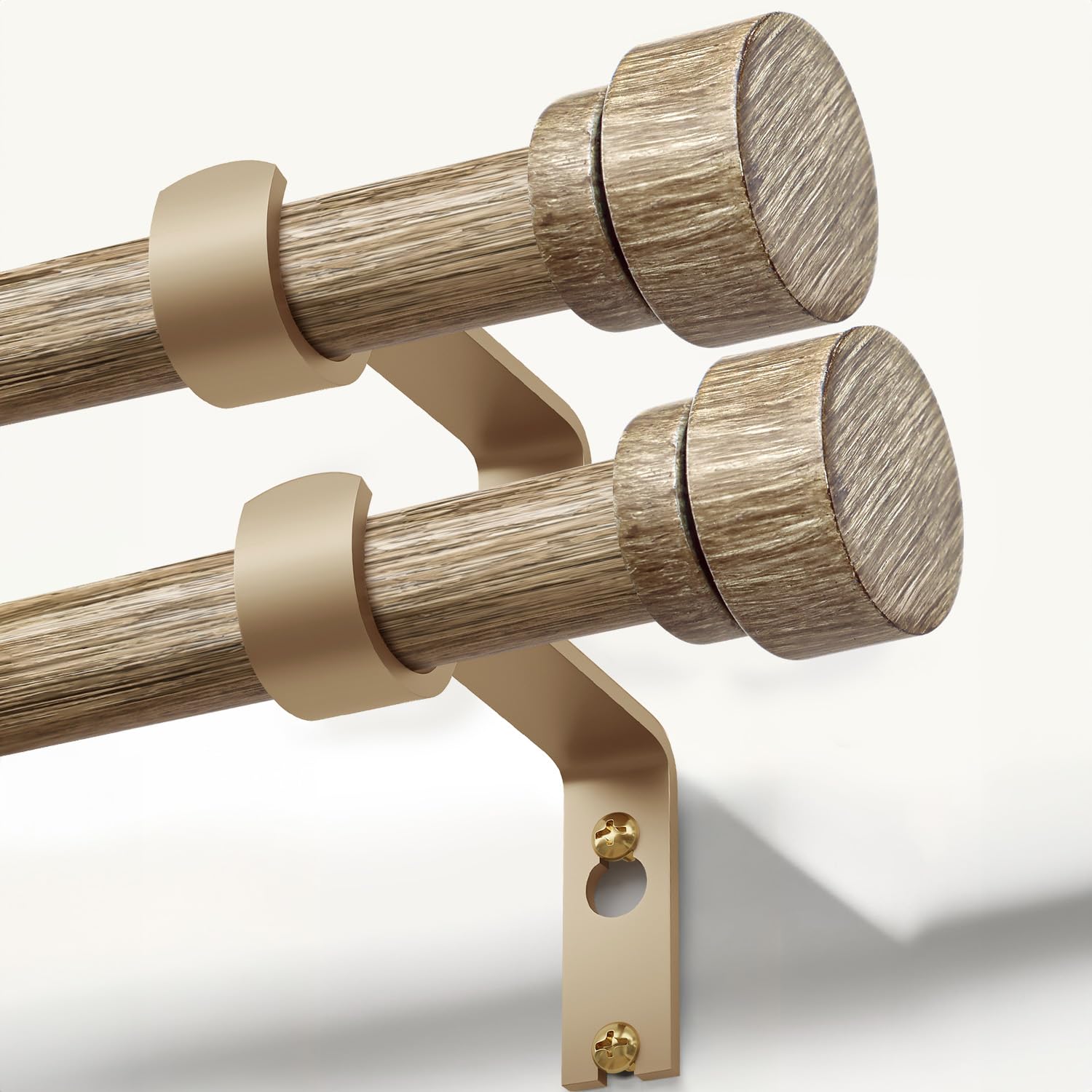 Lootkell Weathered Wood Curtain Rod Set