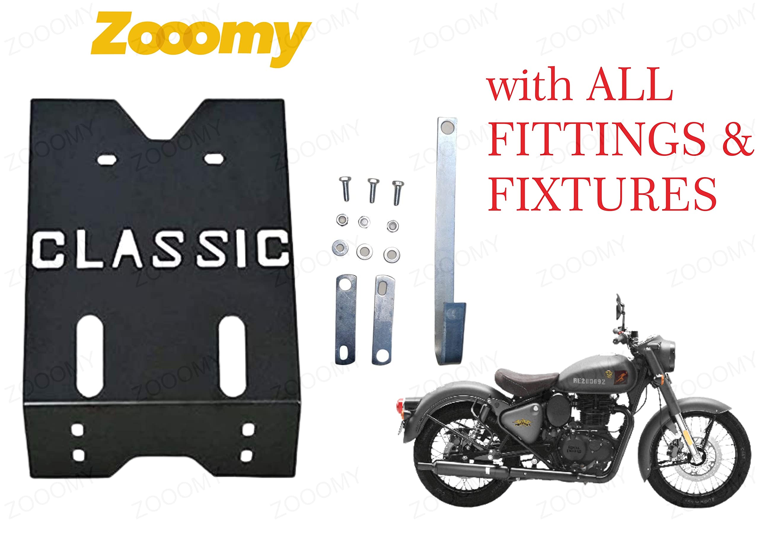 ZOOOMY Classic Designed Mud Protection Engine Guard (Powdered Coated) (Matte Black) for Royal Enfield New Classic Reborn 350