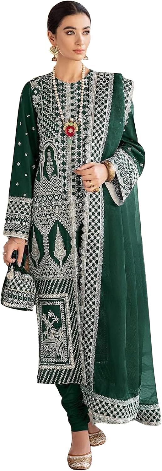 Stylish Bollywood Designer Pakistani Indian Embroidered Worked Churidar Shalwar Kameez Suits (18 US 4XL (Chest-50 Waist-46), Choice 2)