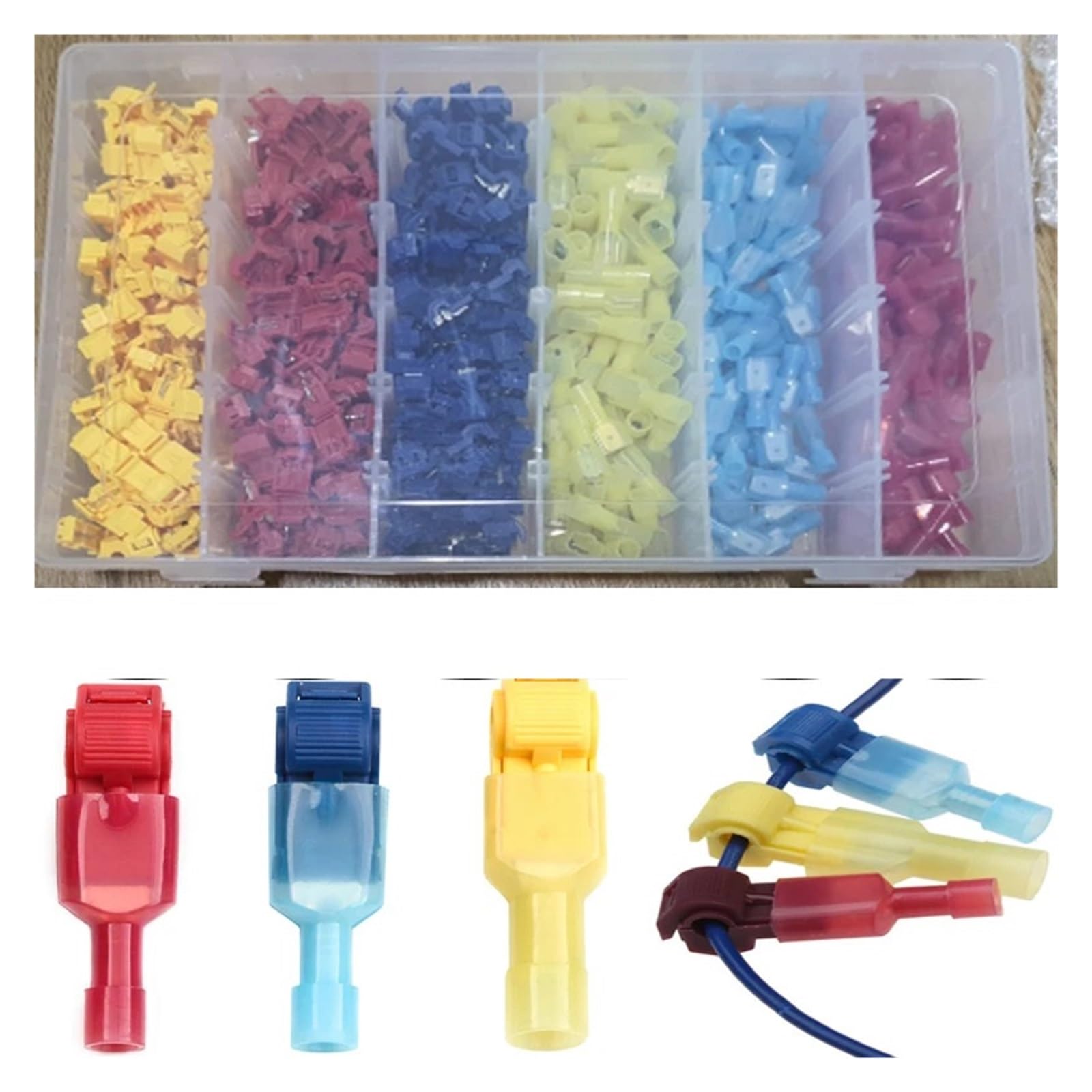 360 piezas, bloques de terminales de crimpado en forma de T, abrazaderas de conexión for conectores eléctricos, pelado rápido y sin cables.
